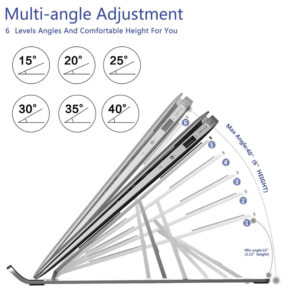 Foldable Laptop Stand – Adjustable Aluminum, 6 Height Settings